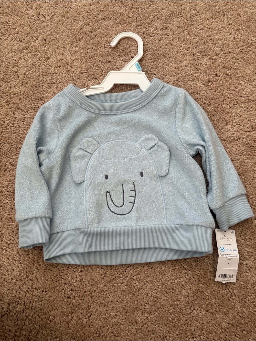 Carter's Light Blue Elephant Pullover Sweatshirt